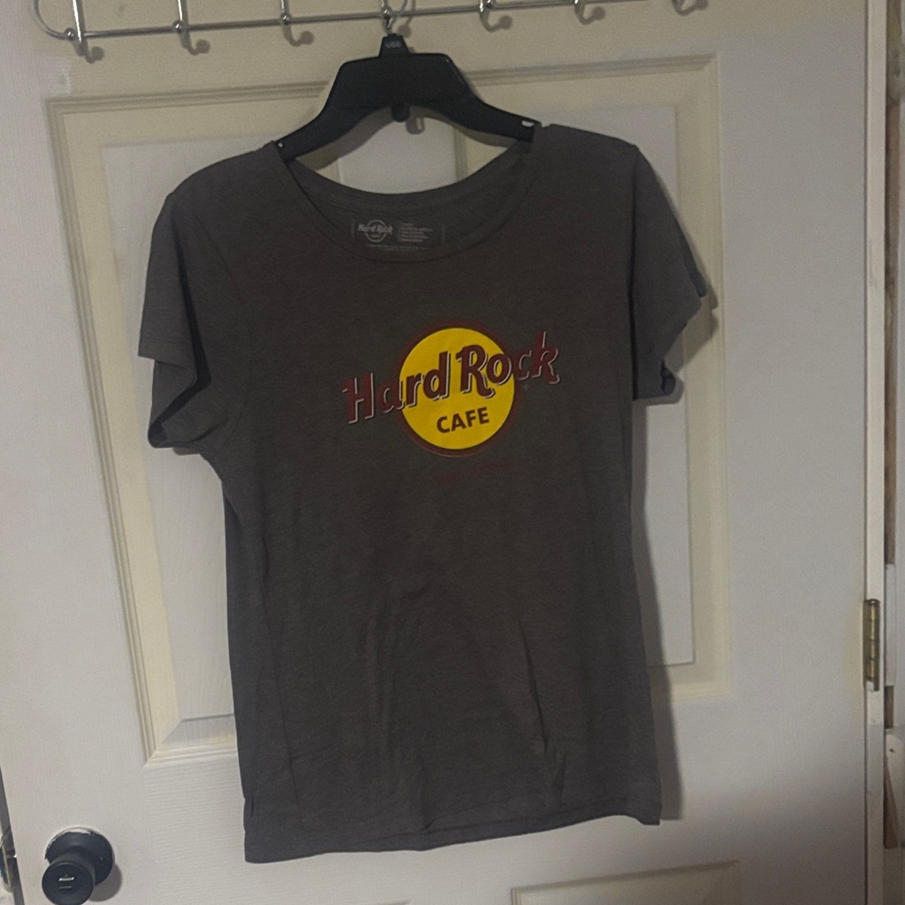 Hard Rock Cafe Charcoal Tee with Yellow Logo